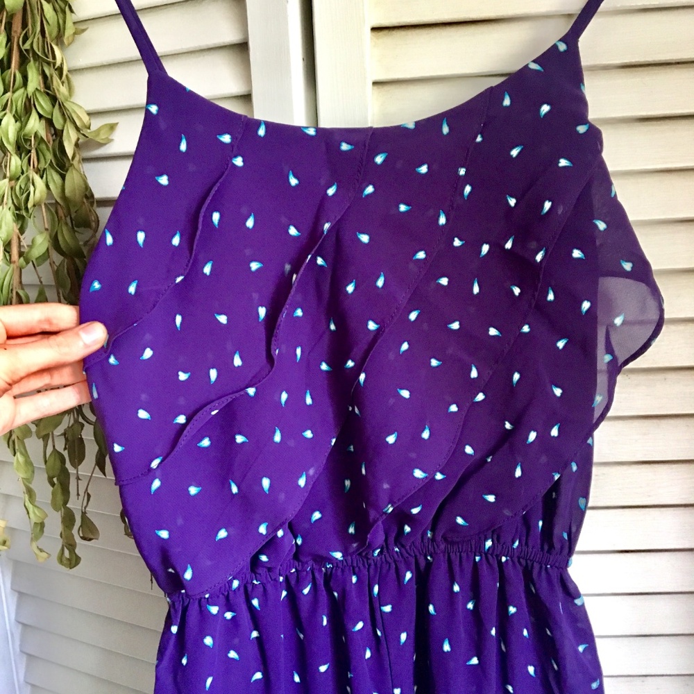 {Vintage 80's} Mini Strap Sheer Purple Jumpsuit - Picture 7 of 8